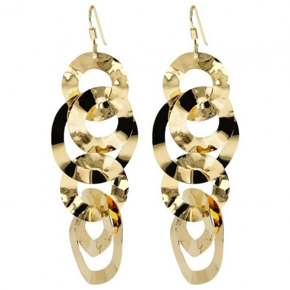 Etrusca Gioielli Dangling Hammered Rings Pendant Pierced Earrings - Picture 2 of 3